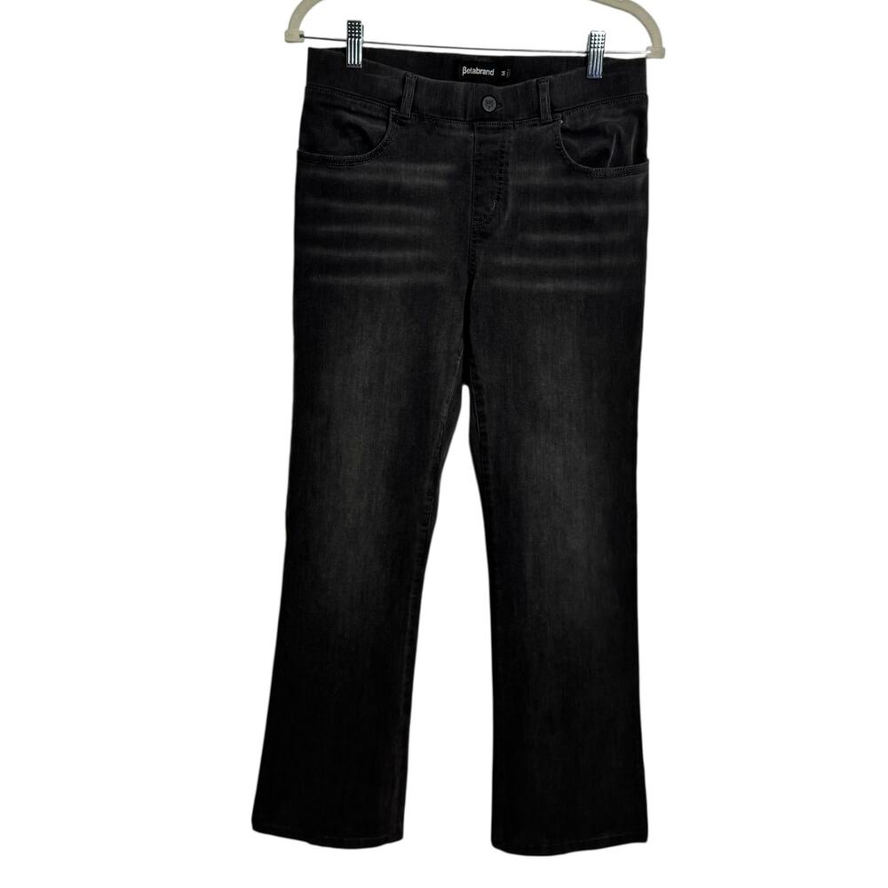 Betabrand Pull On Jeans Women M Charcoal Gray Bootcut Minimal Modest Comfy Pant